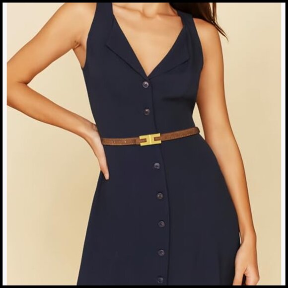 Skinny Suede Belt with Gold Buckle for Women main image 5